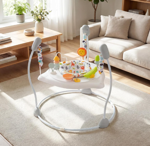 Baby Activity Center Jumper & Bouncer with Music – 360° Rotating Seat, 3 Adjustable Heights & Interactive Play Station