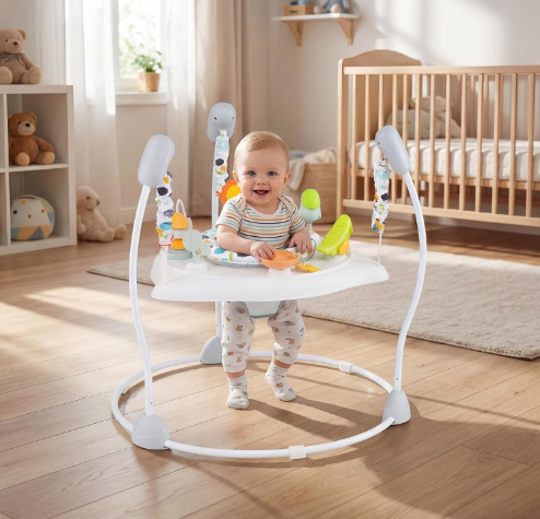 Baby Activity Center Jumper & Bouncer with Music – 360° Rotating Seat, 3 Adjustable Heights & Interactive Play Station