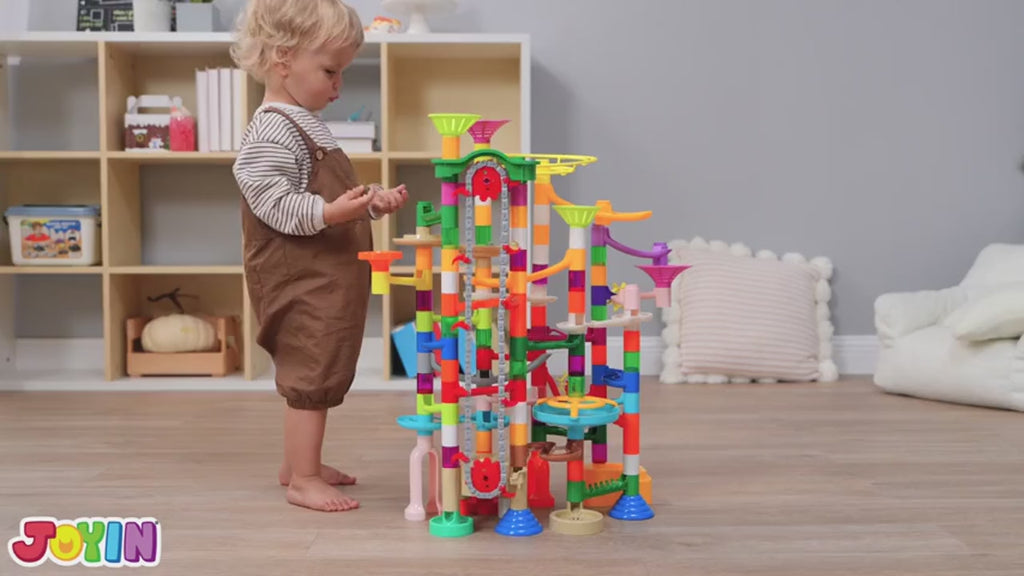 236-Piece Glowing Marble Run with Motorized Elevator – Construction Building Blocks Set with 30 Glow-in-the-Dark Marbles STEM Engineering Toy for Kids