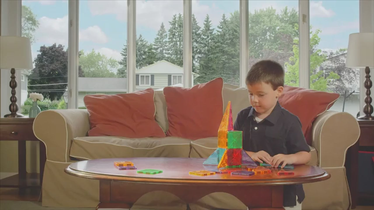 32-Piece Clear Colors Set – Magnetic Building Tiles STEM Construction Toy for Kids
