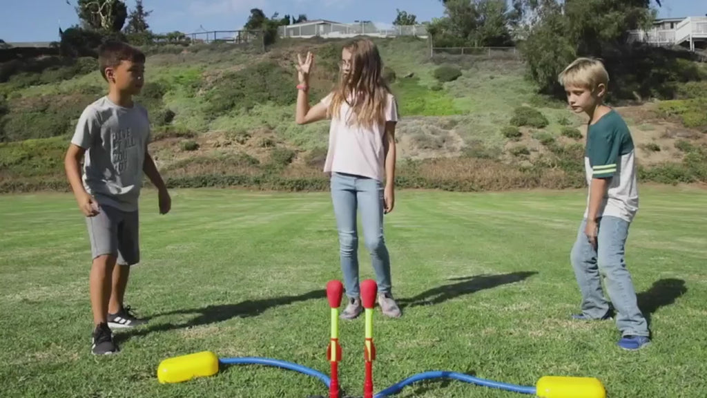 Stomp Rocket Dueling 4-Rocket Set – Air-Powered Outdoor Launcher Toy for Kids