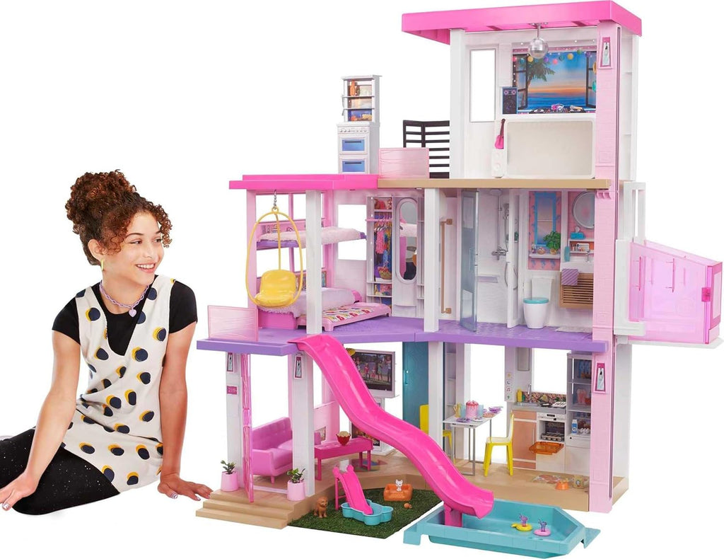 Barbie Dreamhouse 3-Story Dollhouse Playset – 3.75-ft Tall with Pool, Slide, Elevator, Party Room, Puppy Play Area, Lights & Sounds