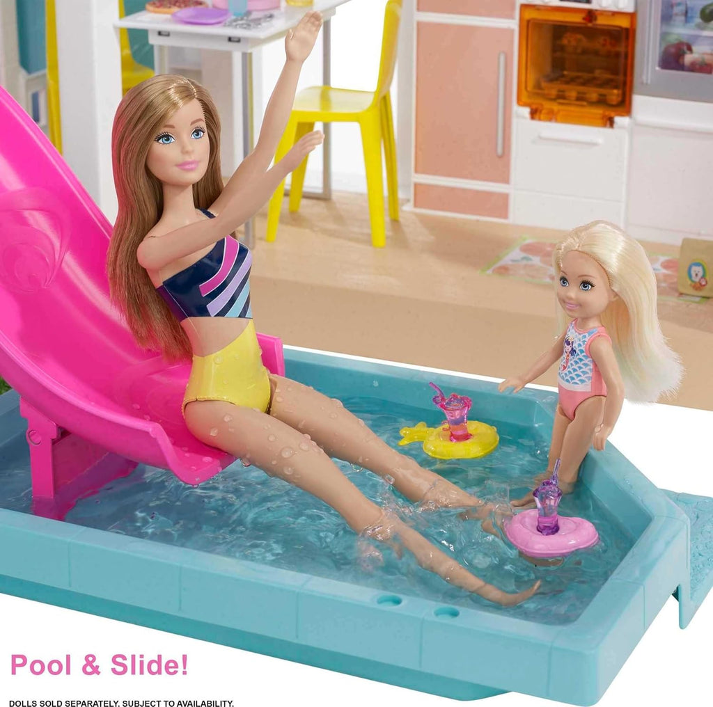 Barbie Dreamhouse 3-Story Dollhouse Playset – 3.75-ft Tall with Pool, Slide, Elevator, Party Room, Puppy Play Area, Lights & Sounds