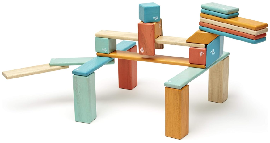 24-Piece Classic Magnetic Wooden Block Building Toy Set – Colorful STEM Montessori Educational Toy for Kids