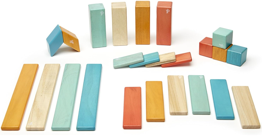 24-Piece Classic Magnetic Wooden Block Building Toy Set – Colorful STEM Montessori Educational Toy for Kids