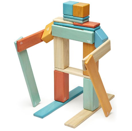 24-Piece Classic Magnetic Wooden Block Building Toy Set – Colorful STEM Montessori Educational Toy for Kids