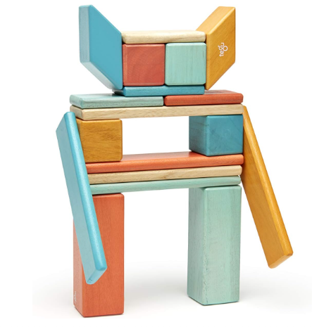 24-Piece Classic Magnetic Wooden Block Building Toy Set – Colorful STEM Montessori Educational Toy for Kids