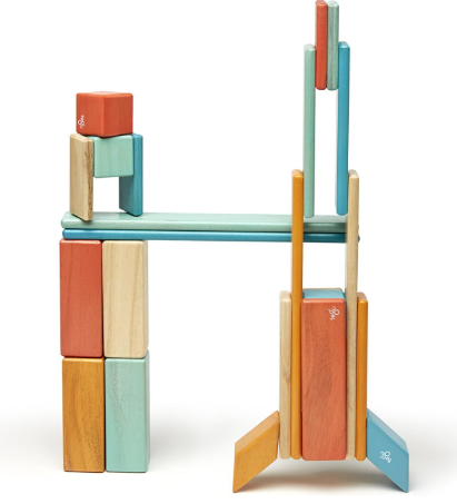 24-Piece Classic Magnetic Wooden Block Building Toy Set – Colorful STEM Montessori Educational Toy for Kids