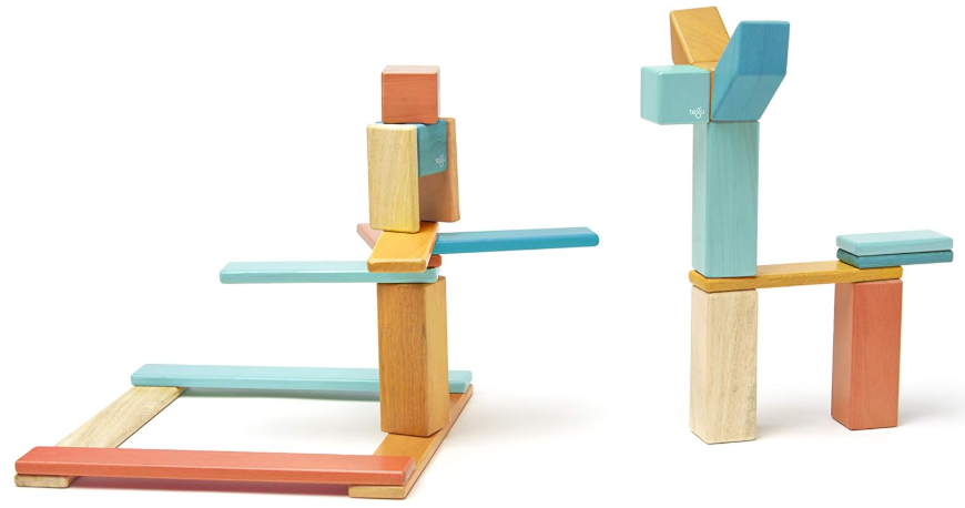24-Piece Classic Magnetic Wooden Block Building Toy Set – Colorful STEM Montessori Educational Toy for Kids