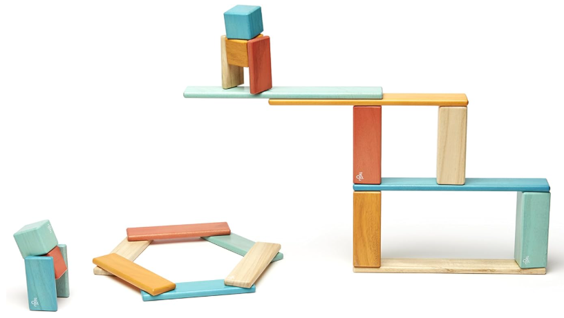 24-Piece Classic Magnetic Wooden Block Building Toy Set – Colorful STEM Montessori Educational Toy for Kids