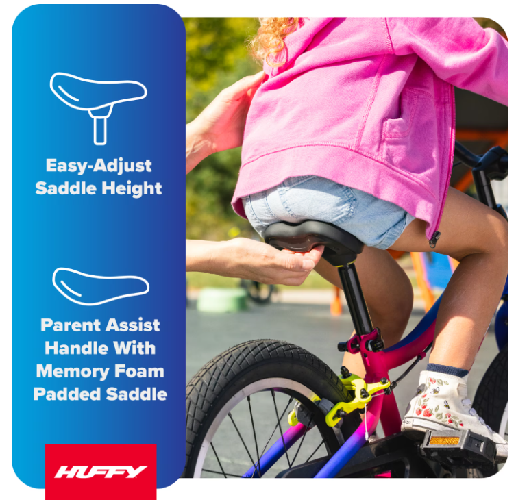 Huffy Kids Bike 16-Inch – Durable Bicycle for Boys & Girls with Training Wheels and Adjustable Seat