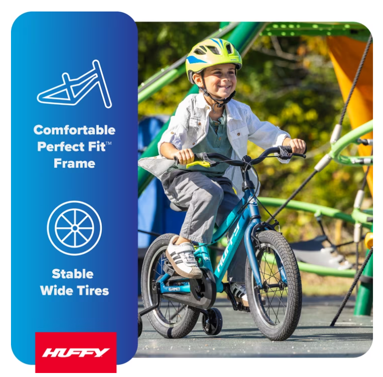Huffy Kids Bike 16-Inch – Durable Bicycle for Boys & Girls with Training Wheels and Adjustable Seat