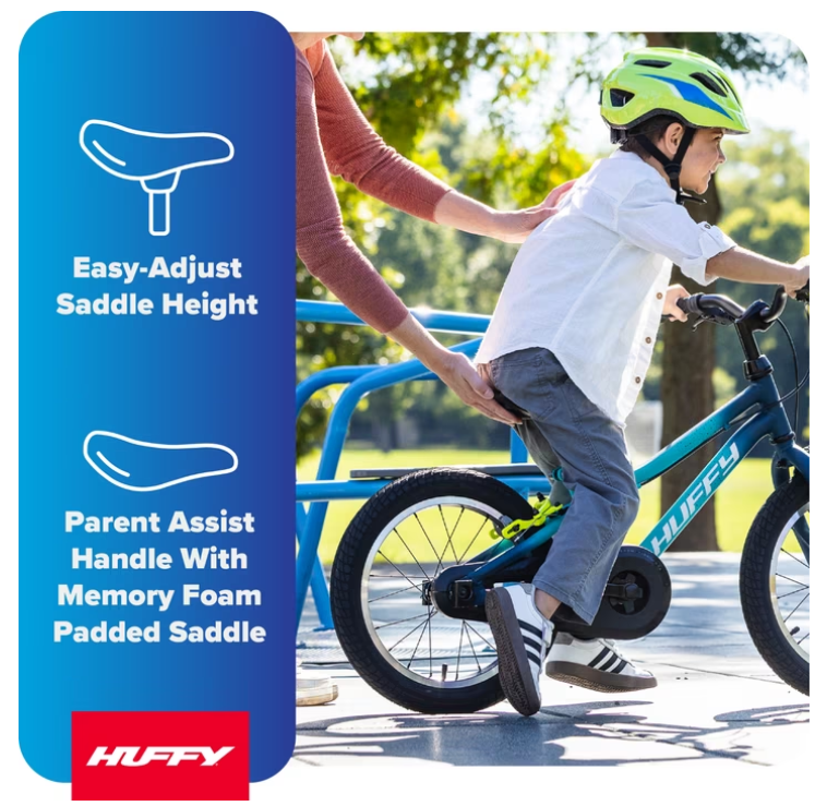 Huffy Kids Bike 16-Inch – Durable Bicycle for Boys & Girls with Training Wheels and Adjustable Seat