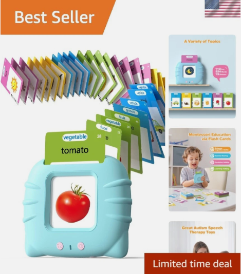 Talking Flash Cards for Toddlers – 224 Montessori Words Language Learning Cards with Audio for Speech & Early Education