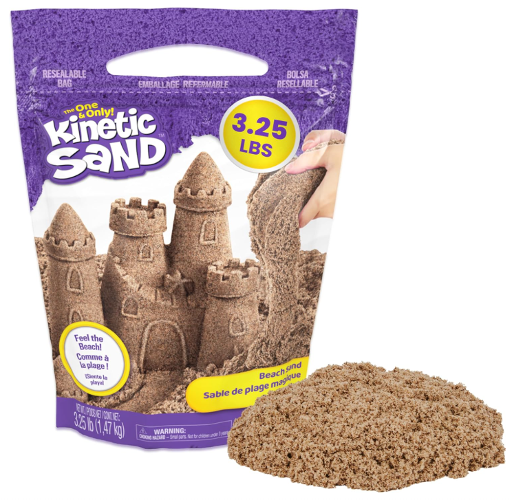 Kinetic Sand 3.25lb Beach Play Sand – Soft, Moldable, Mess-Free Sensory Sand for Kids