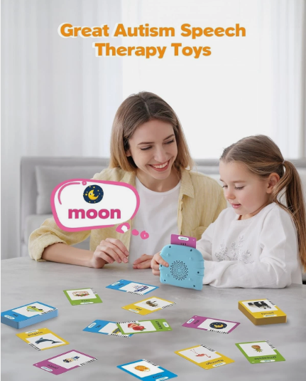 Talking Flash Cards for Toddlers – 224 Montessori Words Language Learning Cards with Audio for Speech & Early Education