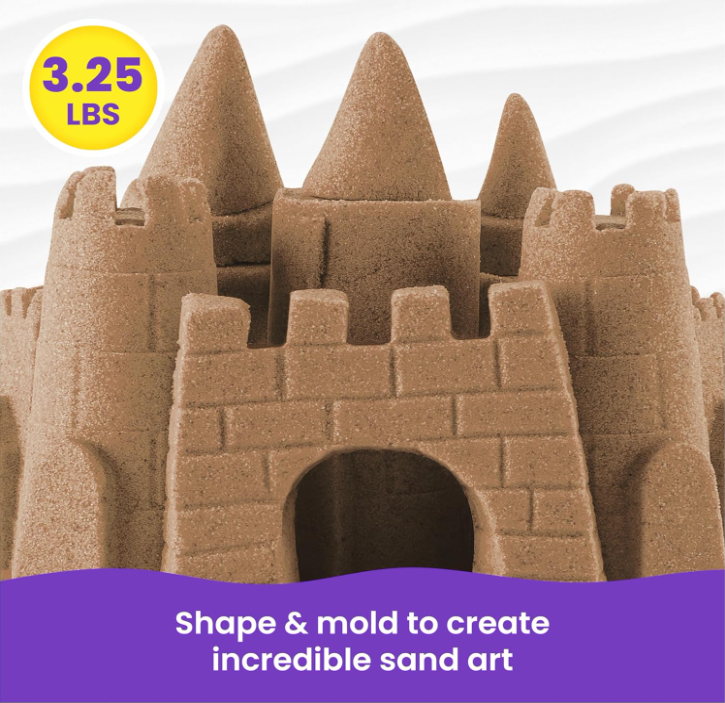 Kinetic Sand 3.25lb Beach Play Sand – Soft, Moldable, Mess-Free Sensory Sand for Kids