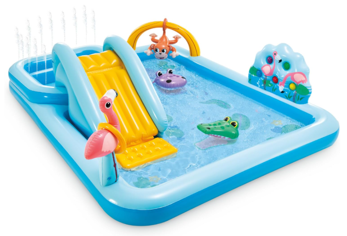 96" x 78" x 28" Inflatable Jungle Adventure Play Center Spray Kiddie Pool – Outdoor Water Play Pool for Kids