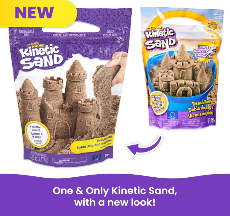 Kinetic Sand 3.25lb Beach Play Sand – Soft, Moldable, Mess-Free Sensory Sand for Kids