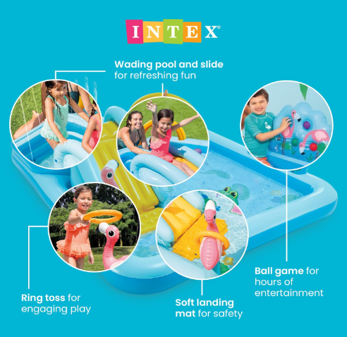 96" x 78" x 28" Inflatable Jungle Adventure Play Center Spray Kiddie Pool – Outdoor Water Play Pool for Kids