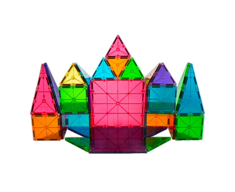 32-Piece Clear Colors Set – Magnetic Building Tiles STEM Construction Toy for Kids