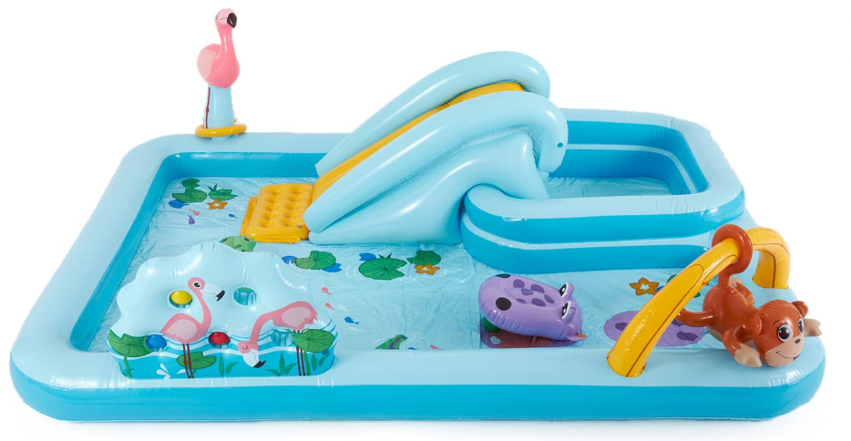96" x 78" x 28" Inflatable Jungle Adventure Play Center Spray Kiddie Pool – Outdoor Water Play Pool for Kids