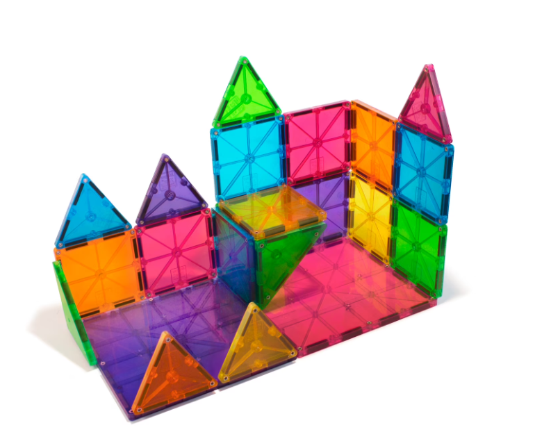 32-Piece Clear Colors Set – Magnetic Building Tiles STEM Construction Toy for Kids