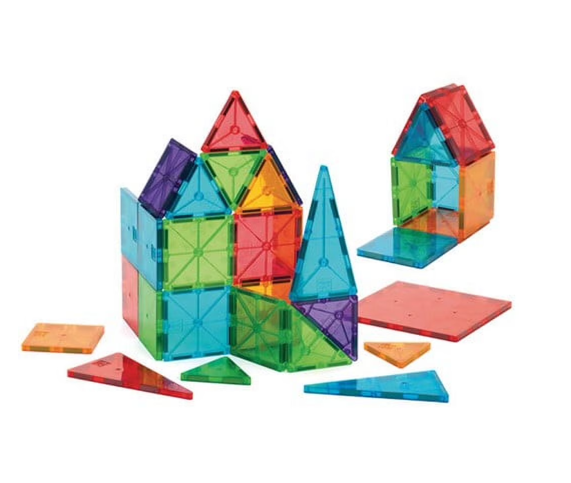 32-Piece Clear Colors Set – Magnetic Building Tiles STEM Construction Toy for Kids