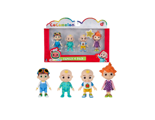 CoComelon Family Figure 4-Pack – JJ, Family & Friends Character Play Set for Kids