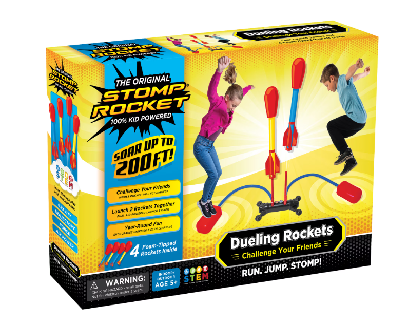 Stomp Rocket Dueling 4-Rocket Set – Air-Powered Outdoor Launcher Toy for Kids