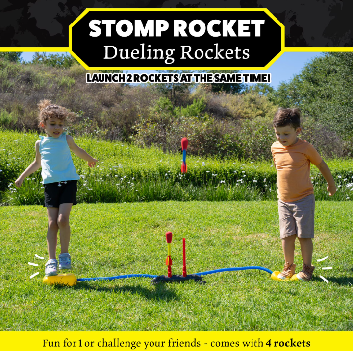 Stomp Rocket Dueling 4-Rocket Set – Air-Powered Outdoor Launcher Toy for Kids