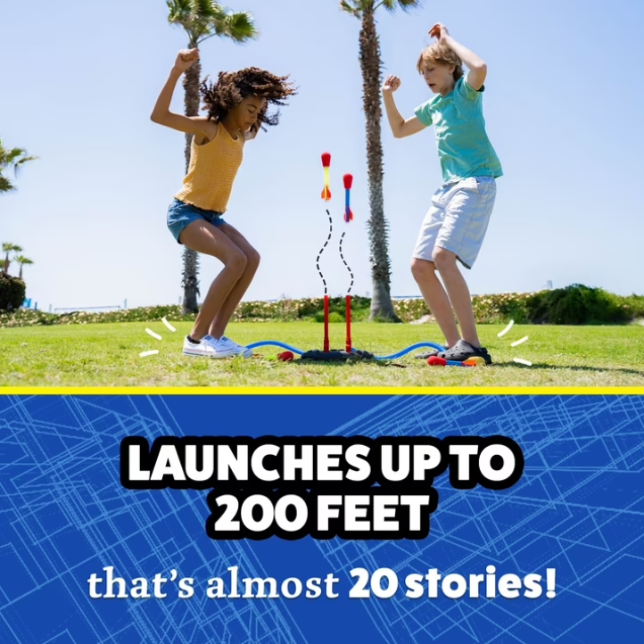 Stomp Rocket Dueling 4-Rocket Set – Air-Powered Outdoor Launcher Toy for Kids