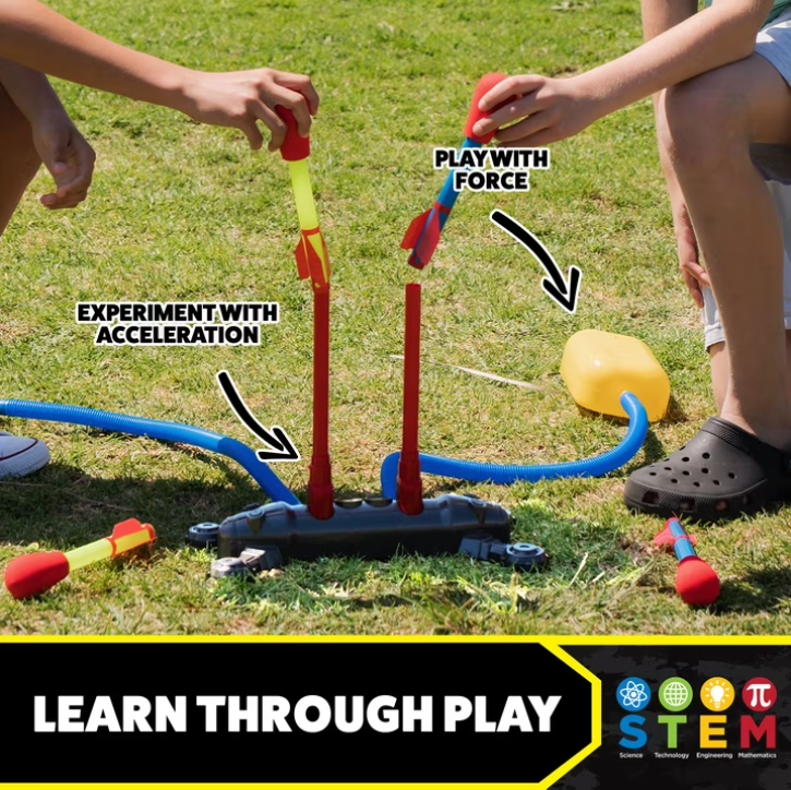 Stomp Rocket Dueling 4-Rocket Set – Air-Powered Outdoor Launcher Toy for Kids