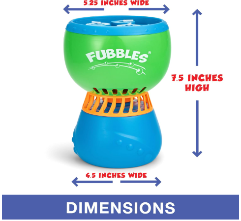 Little Kids Fubbles No-Spill Fun-Finiti Bubble Machine – Continuous Bubble Blower Toy for Kids Outdoor Play