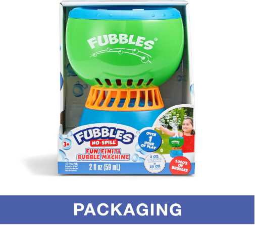 Little Kids Fubbles No-Spill Fun-Finiti Bubble Machine – Continuous Bubble Blower Toy for Kids Outdoor Play