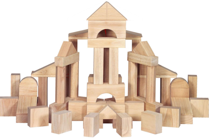 60-Piece Wood Building Blocks with Wooden Storage Tray – Hardwood Sorting, Stacking & Balancing STEM Toy for Kids