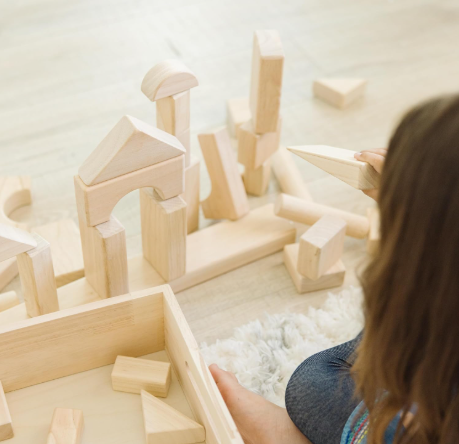 60-Piece Wood Building Blocks with Wooden Storage Tray – Hardwood Sorting, Stacking & Balancing STEM Toy for Kids