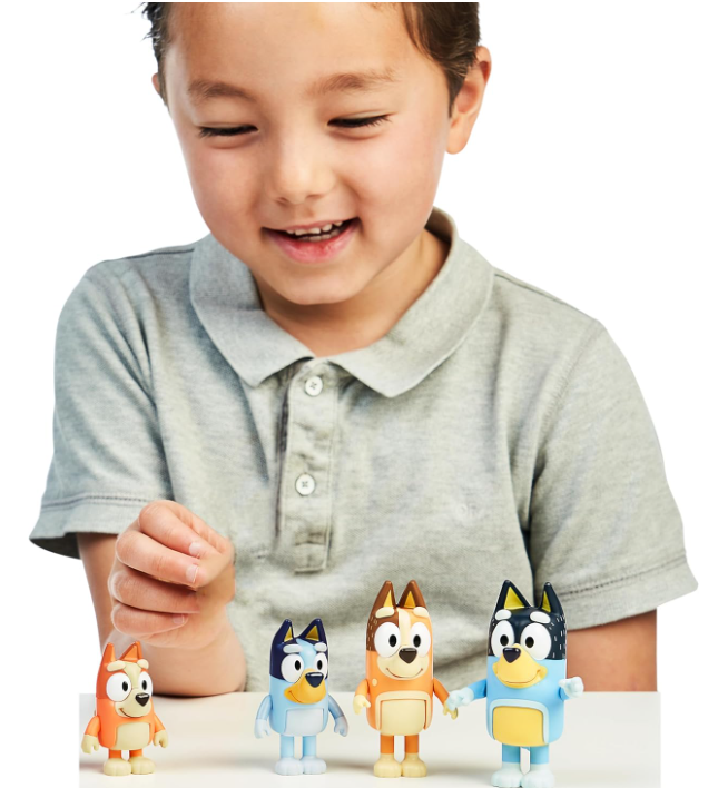 Bluey Family Figure 4-Pack – Collectible Bluey, Bingo, Bandit & Chilli Action Figures Set