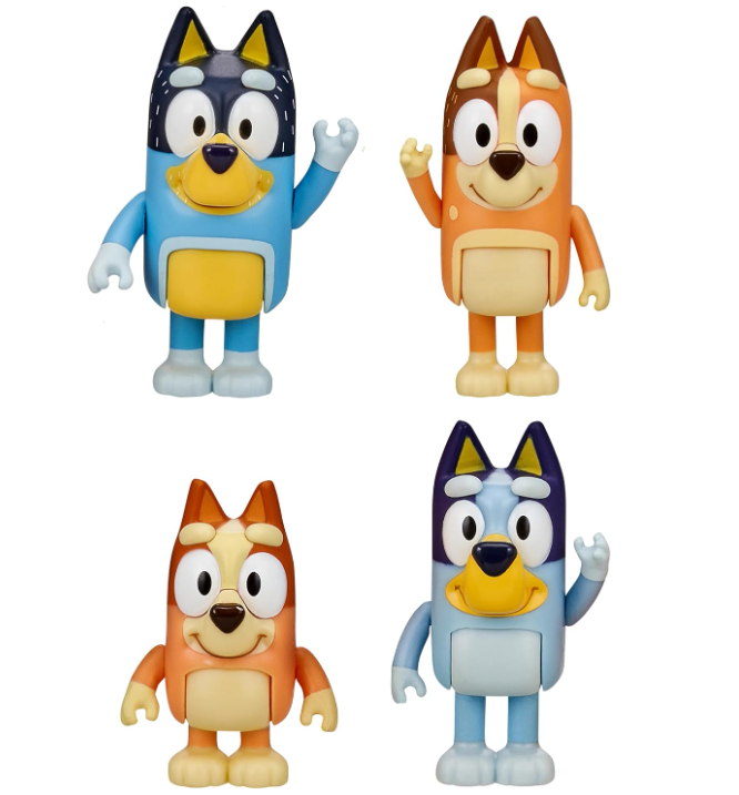 Bluey Family Figure 4-Pack – Collectible Bluey, Bingo, Bandit & Chilli Action Figures Set