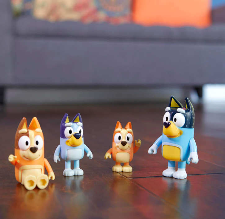 Bluey Family Figure 4-Pack – Collectible Bluey, Bingo, Bandit & Chilli Action Figures Set