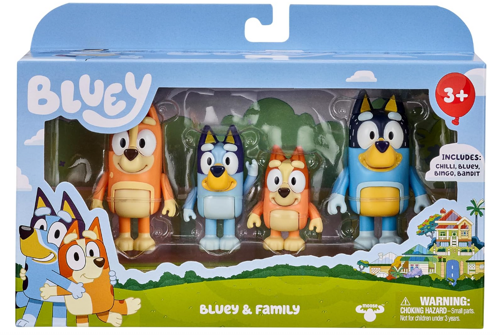 Bluey Family Figure 4-Pack – Collectible Bluey, Bingo, Bandit & Chilli Action Figures Set