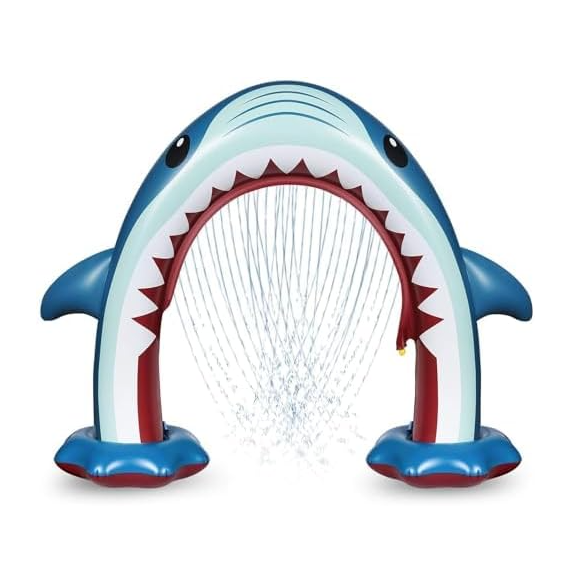 Giant Inflatable Shark Sprinkler – Kids Outdoor Water Spray Toy for Backyard Summer Fun
