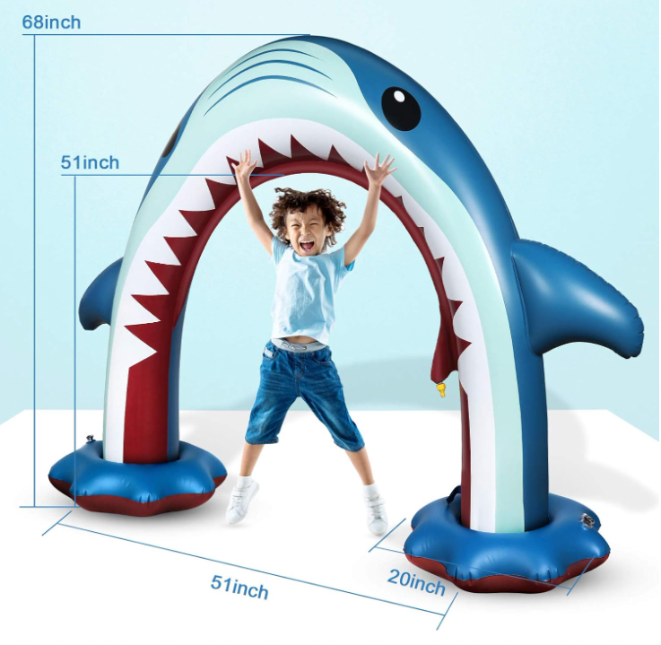 Giant Inflatable Shark Sprinkler – Kids Outdoor Water Spray Toy for Backyard Summer Fun