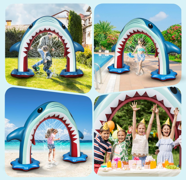 Giant Inflatable Shark Sprinkler – Kids Outdoor Water Spray Toy for Backyard Summer Fun