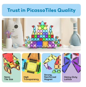 100PC Nano Magnetic Tiles Building Blocks Toy with Storage Case – STEM Educational Construction Set for Kids