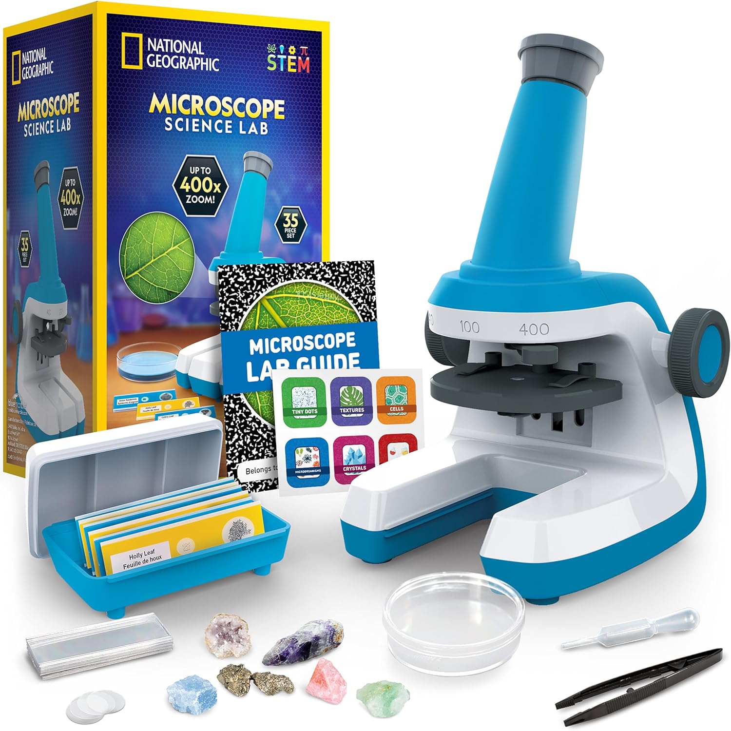 Microscope for Kids Science Kit – Easy-to-Use Educational Microscope with Up to 400x Zoom, STEM Learning Toy for Young Scientists