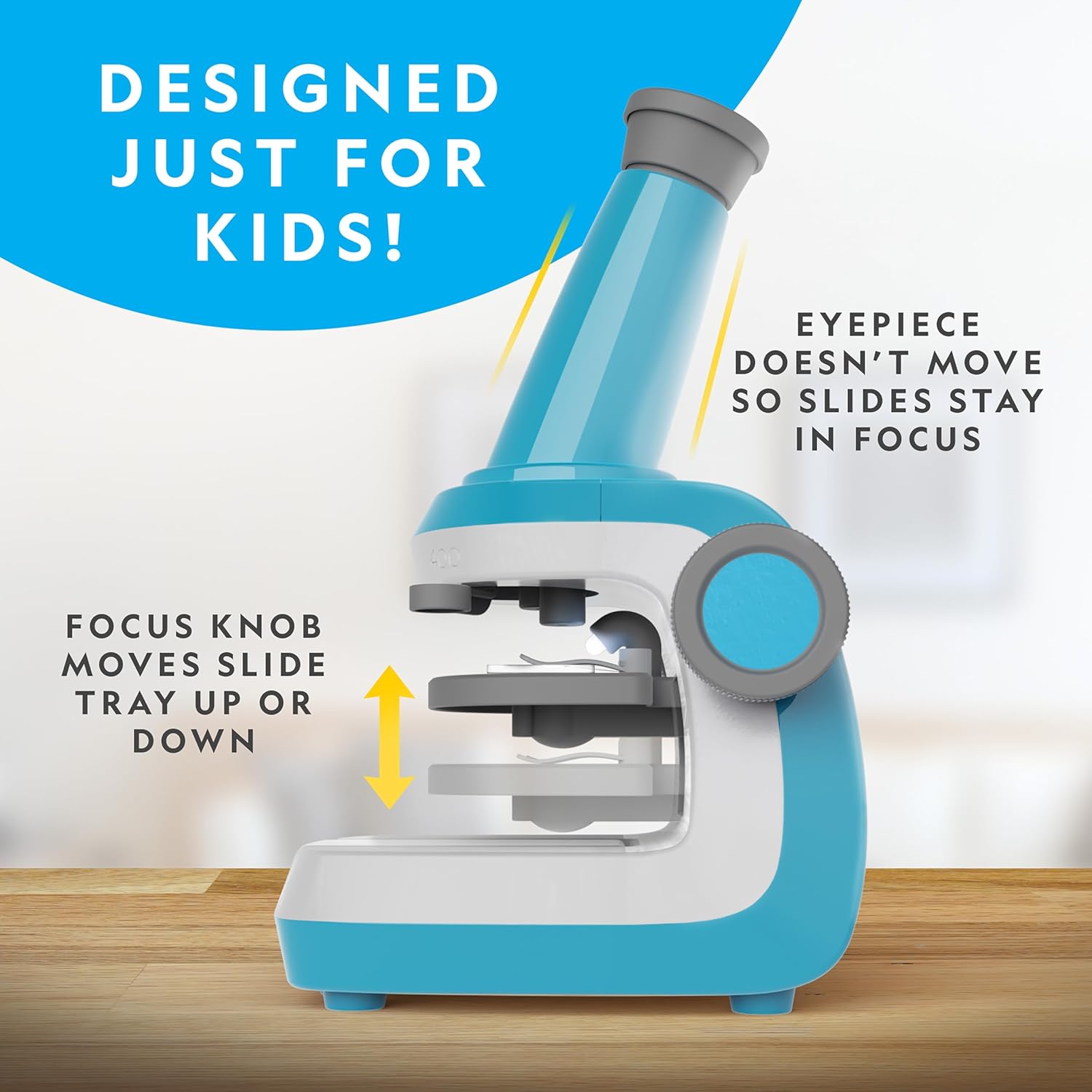Microscope for Kids Science Kit – Easy-to-Use Educational Microscope with Up to 400x Zoom, STEM Learning Toy for Young Scientists
