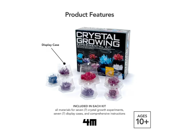 Crystal Growing Science Model Kit with 7 Experiments – STEM Educational Chemistry Set for Kids, Hands-On Crystal Science Lab Toy