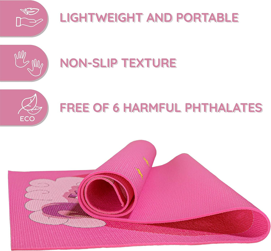 Kids Yoga Mat with 12 Yoga Cards – Fun Fitness & Mindfulness Exercise Set for Flexibility and Balance