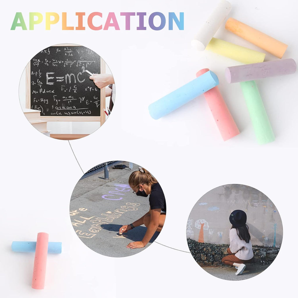 Washable Sidewalk Chalk Set – 52 Pieces, 7 Colors Jumbo Chalk for Kids Outdoor Drawing & Art Fun